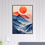 Lino Cut: Mountain Range Sunrise - Premium Framed Poster - #wall_art_masterpiece#