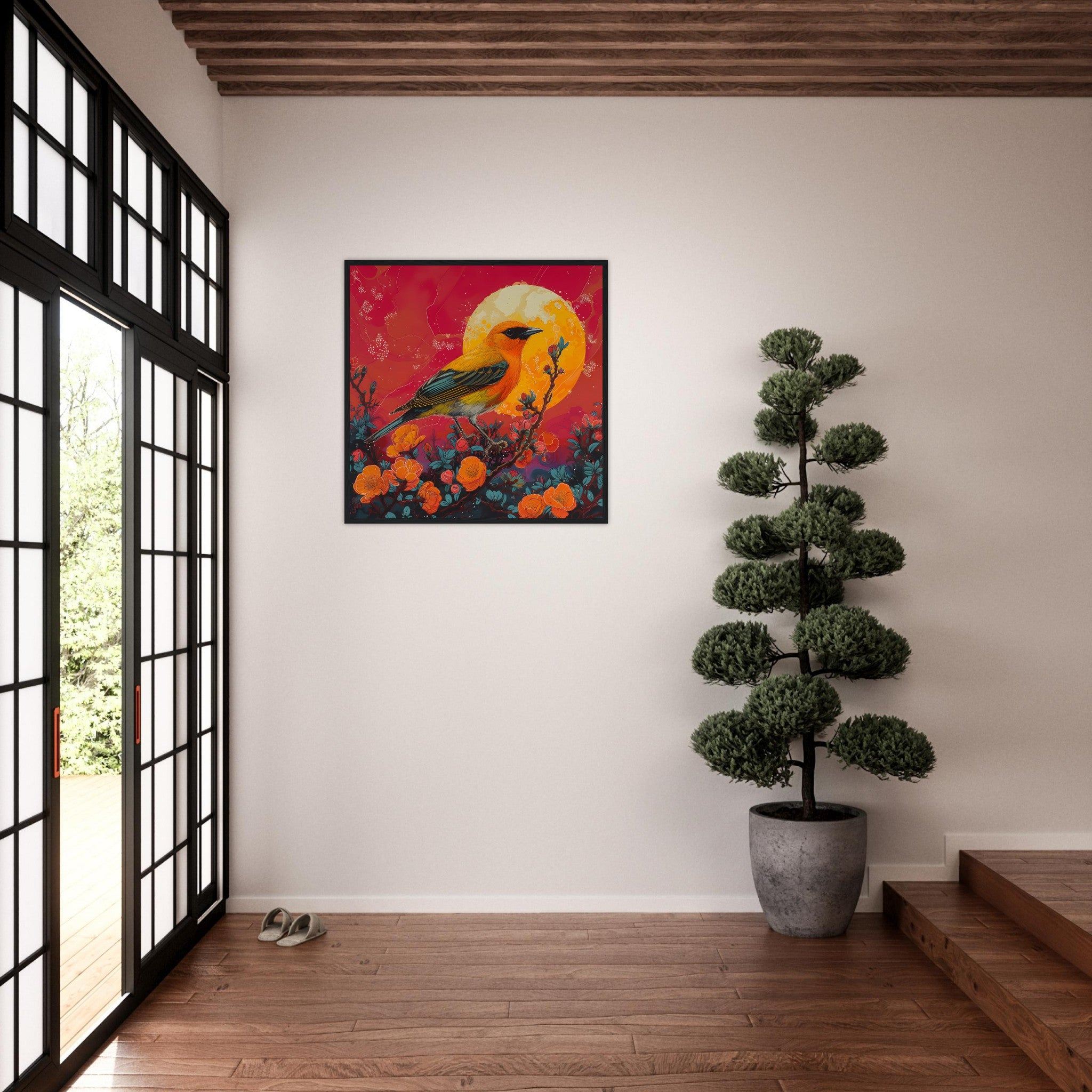 A Robin During Sunset - Premium Framed Poster - #wall_art_masterpiece#