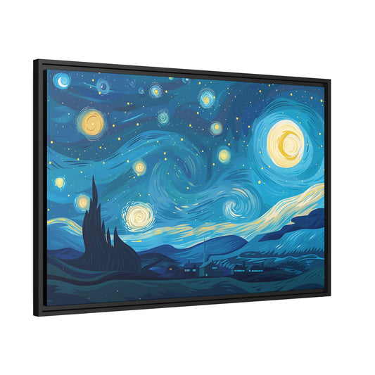 Van Gogh Inspired: Celestial Moon - Framed Canvas - #wall_art_masterpiece#