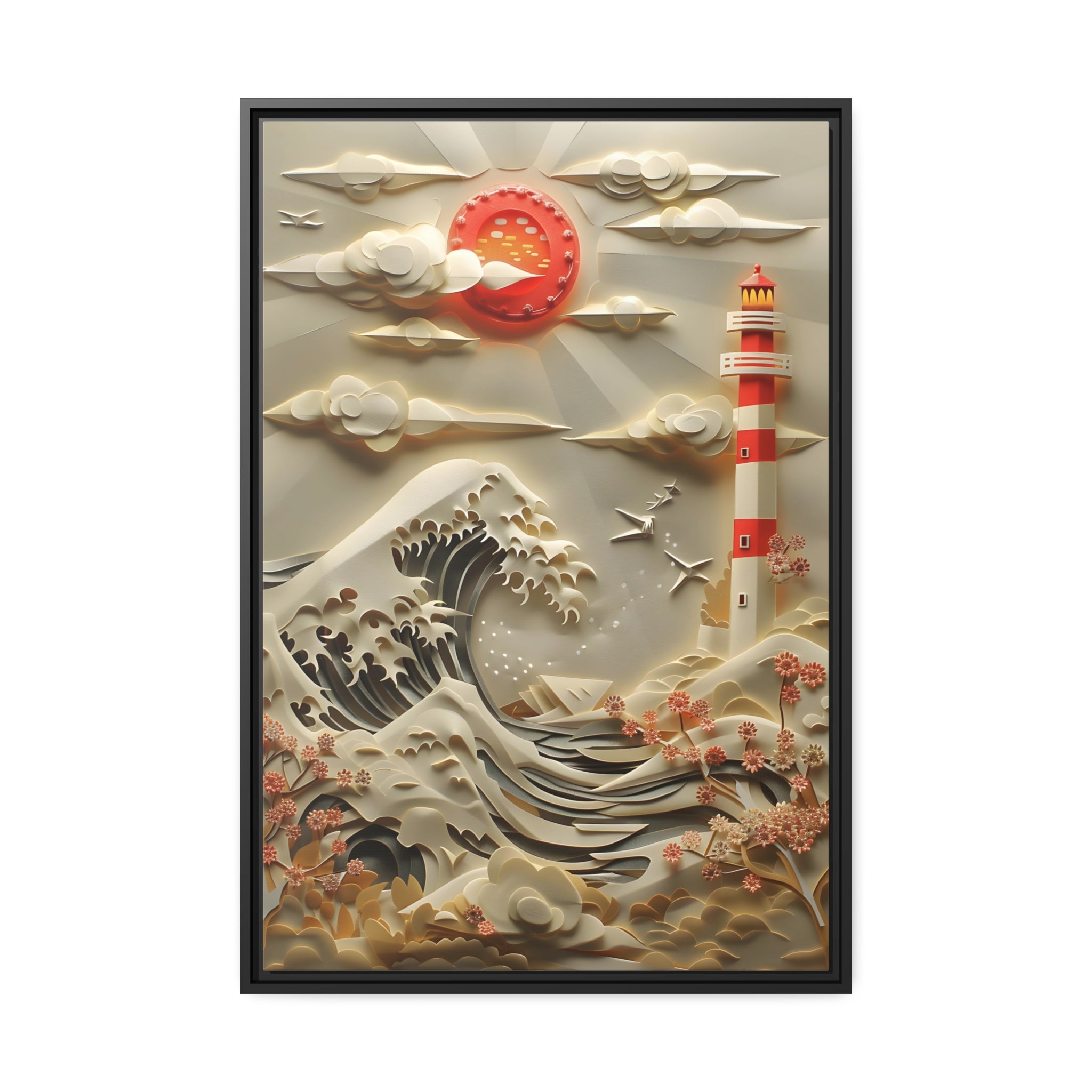 Kirigami Lighthouse 2 - Framed Canvas - #wall_art_masterpiece#