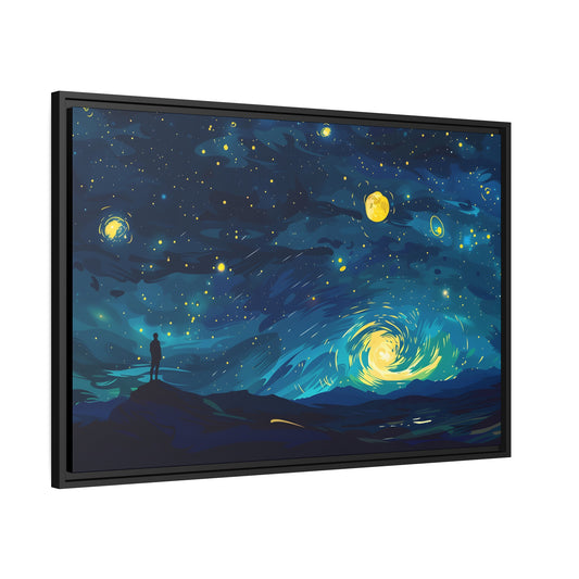 Van Gogh Inspired: Celestial Moon 2 - Framed Canvas - #wall_art_masterpiece#