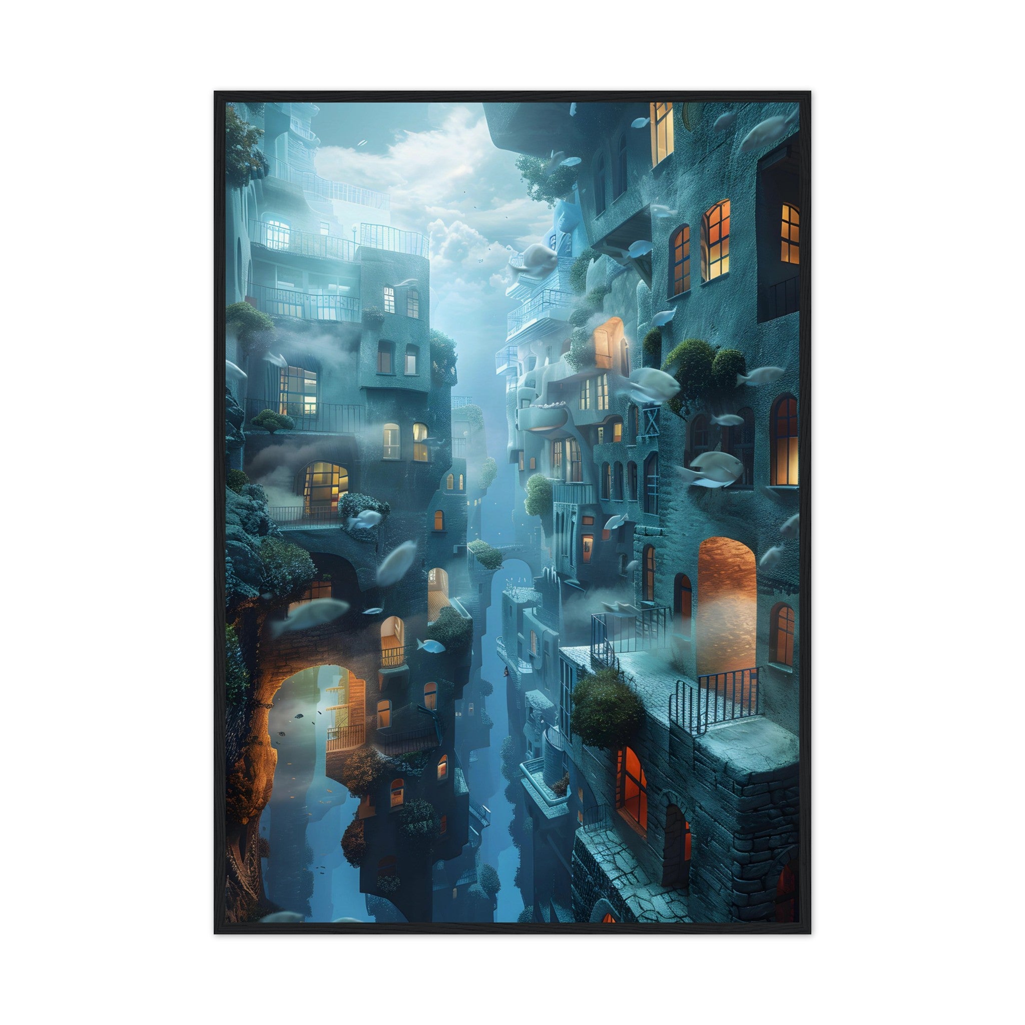 Surreal Art: Underwater City - Premium Framed Poster - #wall_art_masterpiece#