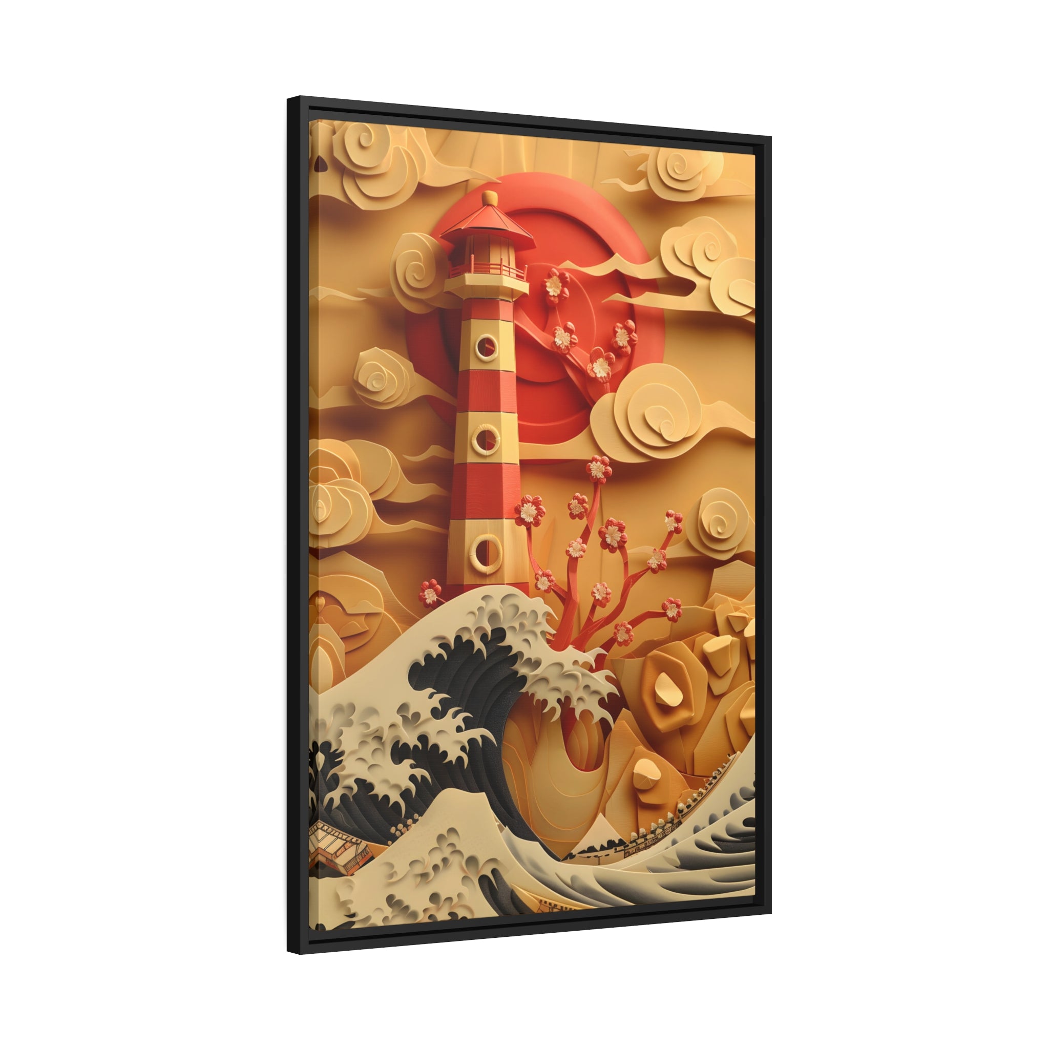 Kirigami Lighthouse 4 - Framed Canvas - #wall_art_masterpiece#