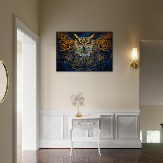 Nocturnal: Owl In Your Dreams - A Bird and The Sun - Premium Framed Poster - #wall_art_masterpiece#