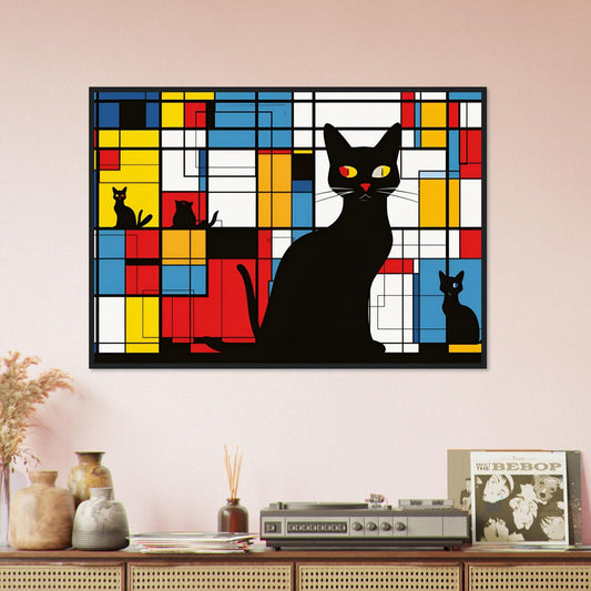 Mondrian: Abstract Cat - Premium Framed Poster - #wall_art_masterpiece#