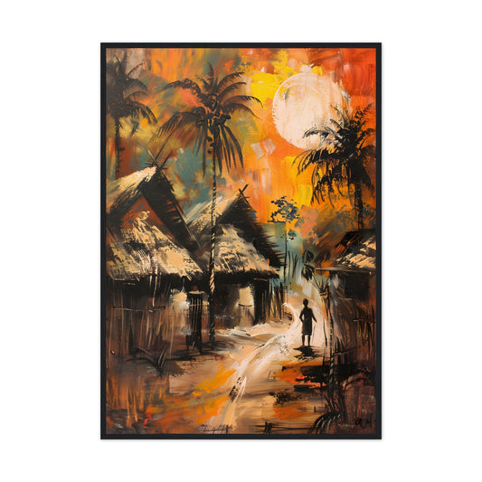 African Tribal Art: A Beautiful Scene - Premium Framed Poster - #wall_art_masterpiece#