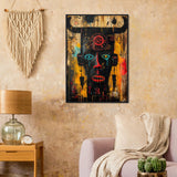 African Tribal Art: Tribal Mask Inspired Style - Premium Framed Poster - #wall_art_masterpiece#