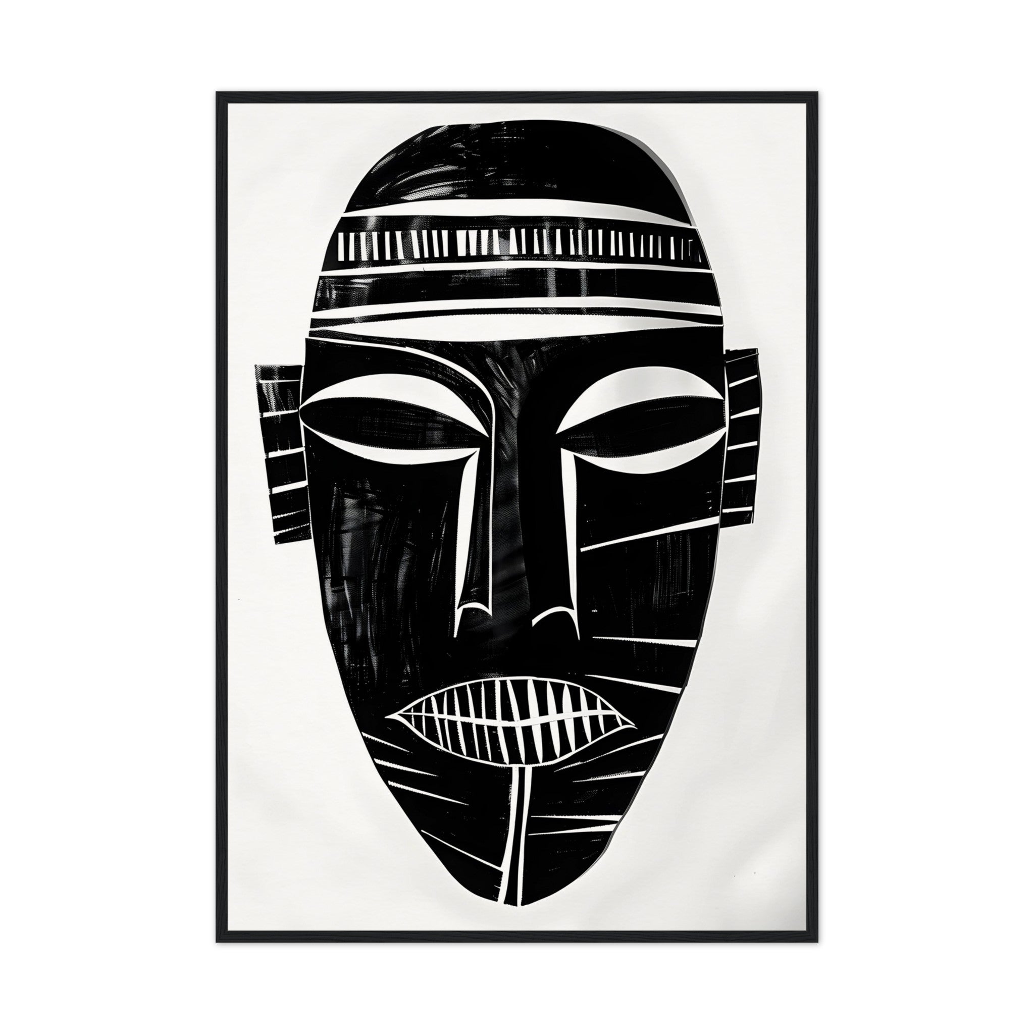 African Tribal Art: Minimalist Tribal Mask 01 - Premium Framed Poster - #wall_art_masterpiece#