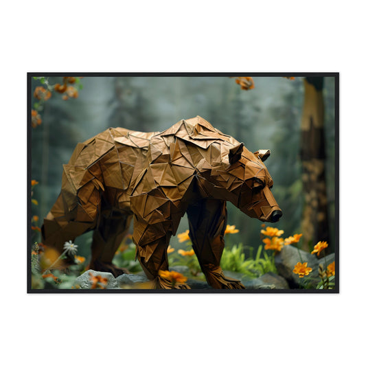 Origami Grizzly Bear - Premium Framed Poster - #wall_art_masterpiece#