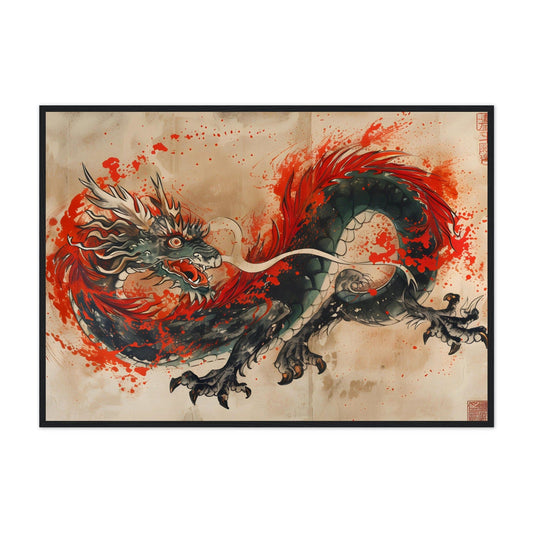 Japan Inspired: A Fiery Dragon - Premium Framed Poster - #wall_art_masterpiece#