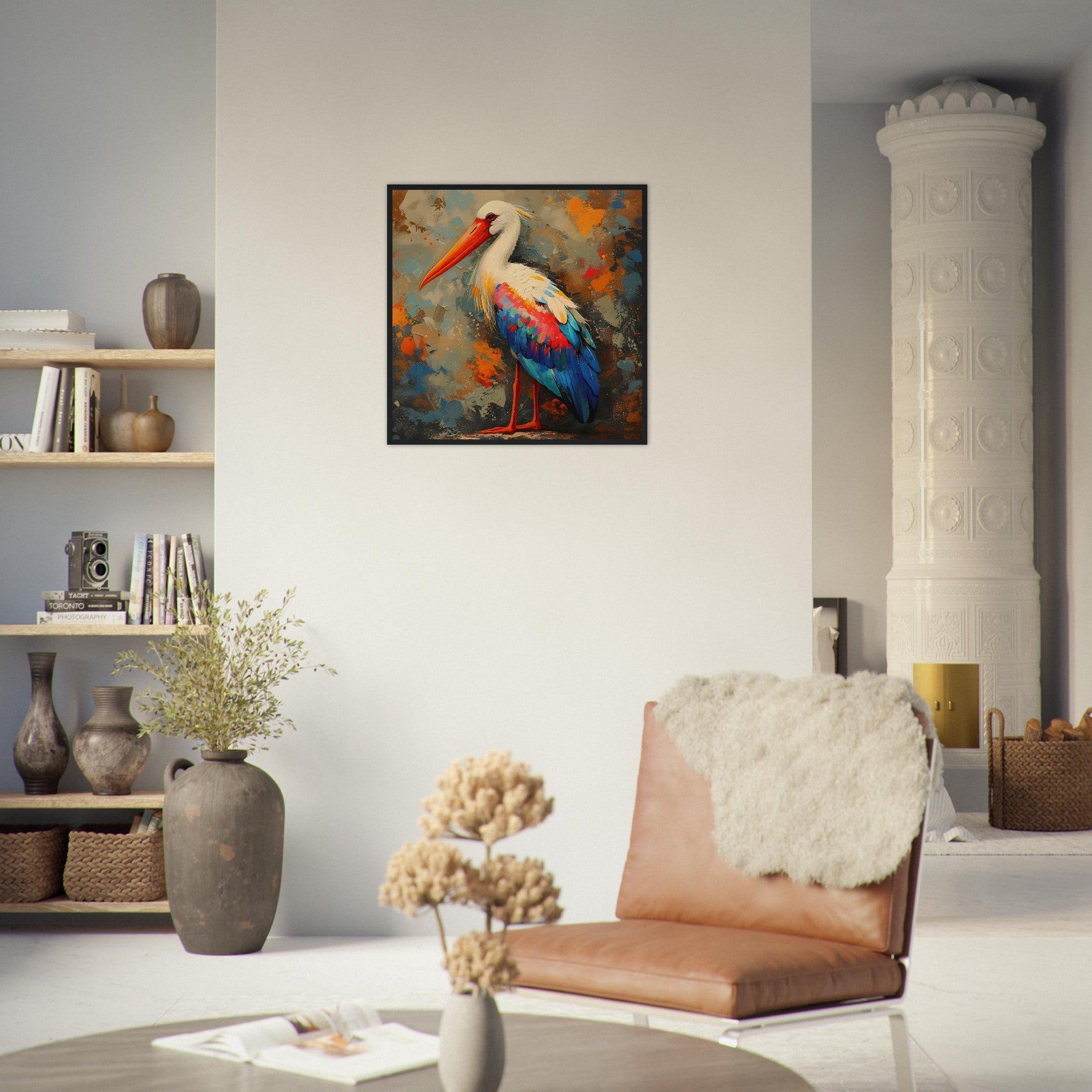 A Stork DIpped In Paint - Premium Framed Poster - #wall_art_masterpiece#