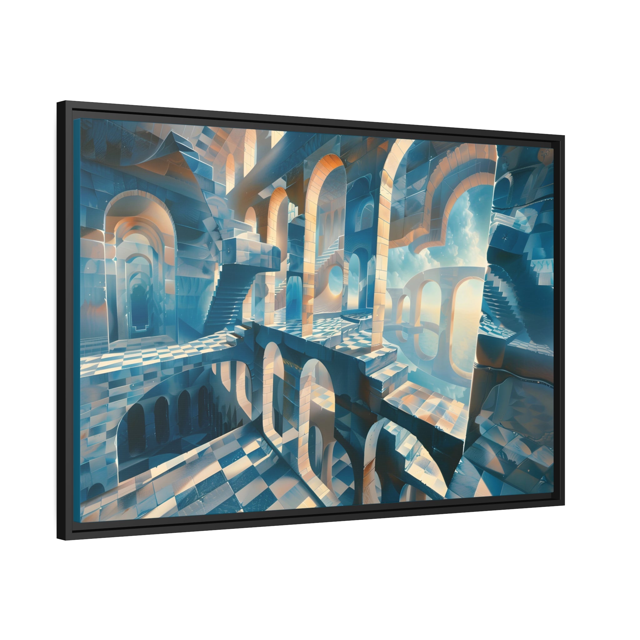 City Scape Illusion - Framed Canvas - #wall_art_masterpiece#