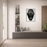 African Tribal Art: Minimalist Tribal Mask 01 - Premium Framed Poster - #wall_art_masterpiece#