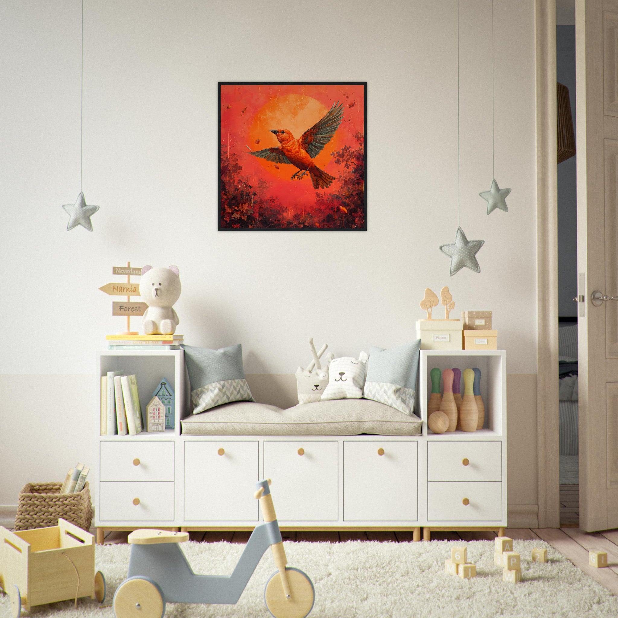 Flying Through A Crimson Sky - Premium Framed Poster - #wall_art_masterpiece#