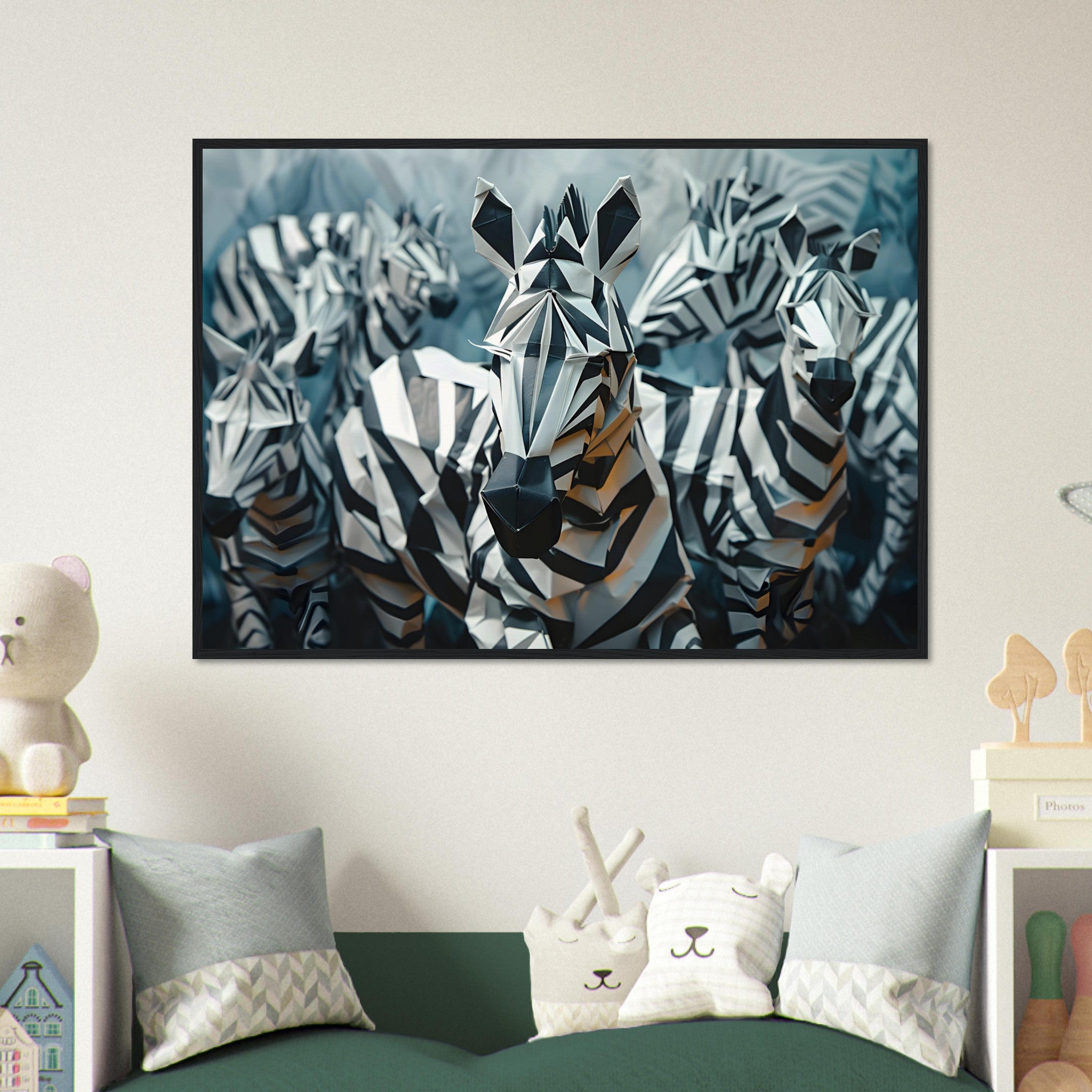 Origami Zebras - Premium Framed Poster - #wall_art_masterpiece#