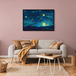 Van Gogh Inspired: Celestial Moon 2 - Framed Canvas - #wall_art_masterpiece#