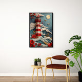 Kirigami Lighthouse 3 - Framed Canvas - #wall_art_masterpiece#