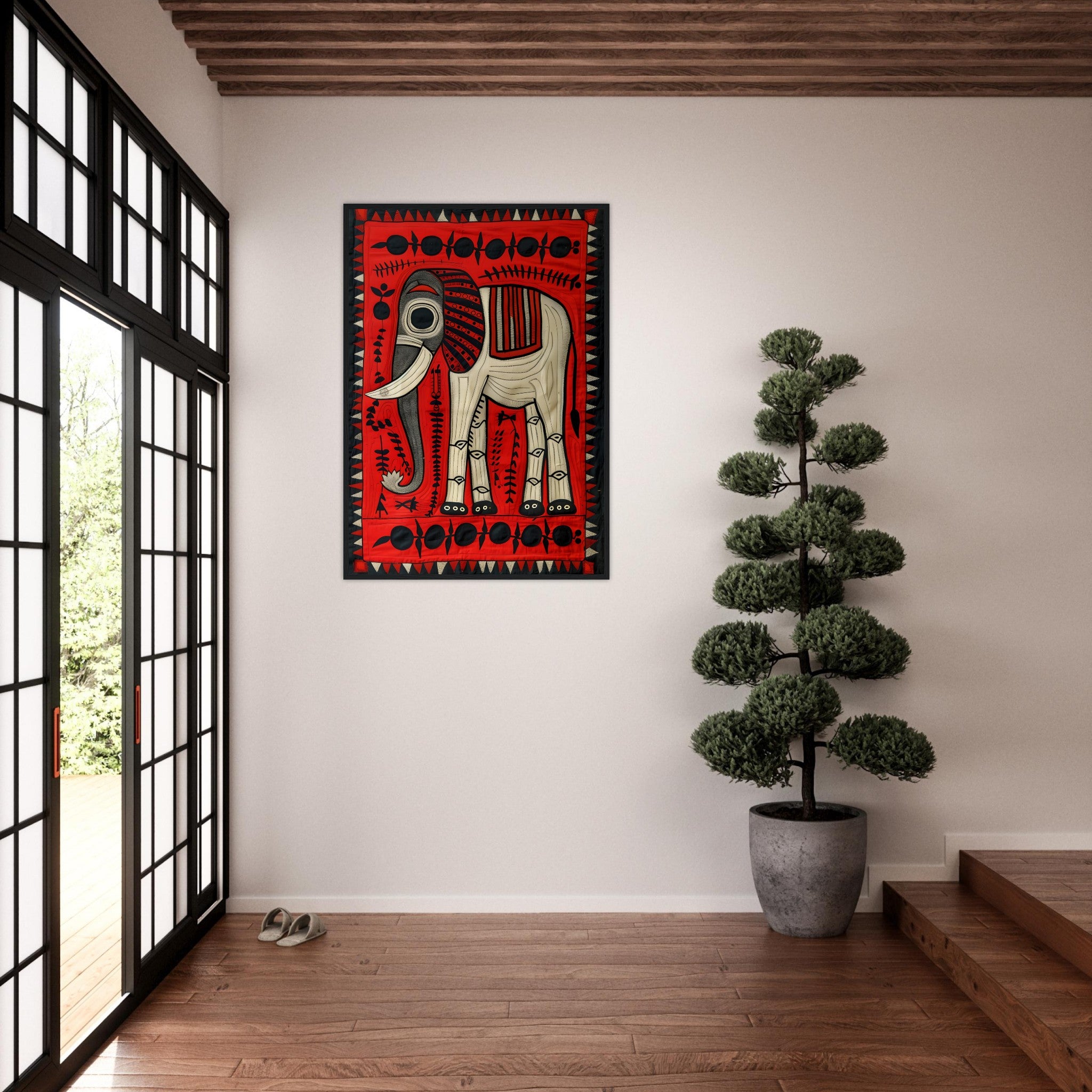 African Tribal Art: Elephant Blanket Style 02 - Premium Framed Poster - #wall_art_masterpiece#