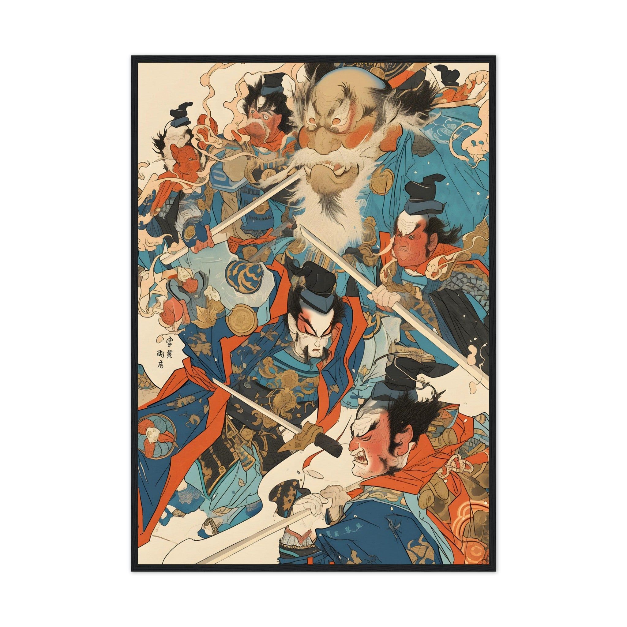 Utagawa Kuniyoshi Inspired: A Struggle For Power - Premium Framed Poster - #wall_art_masterpiece#