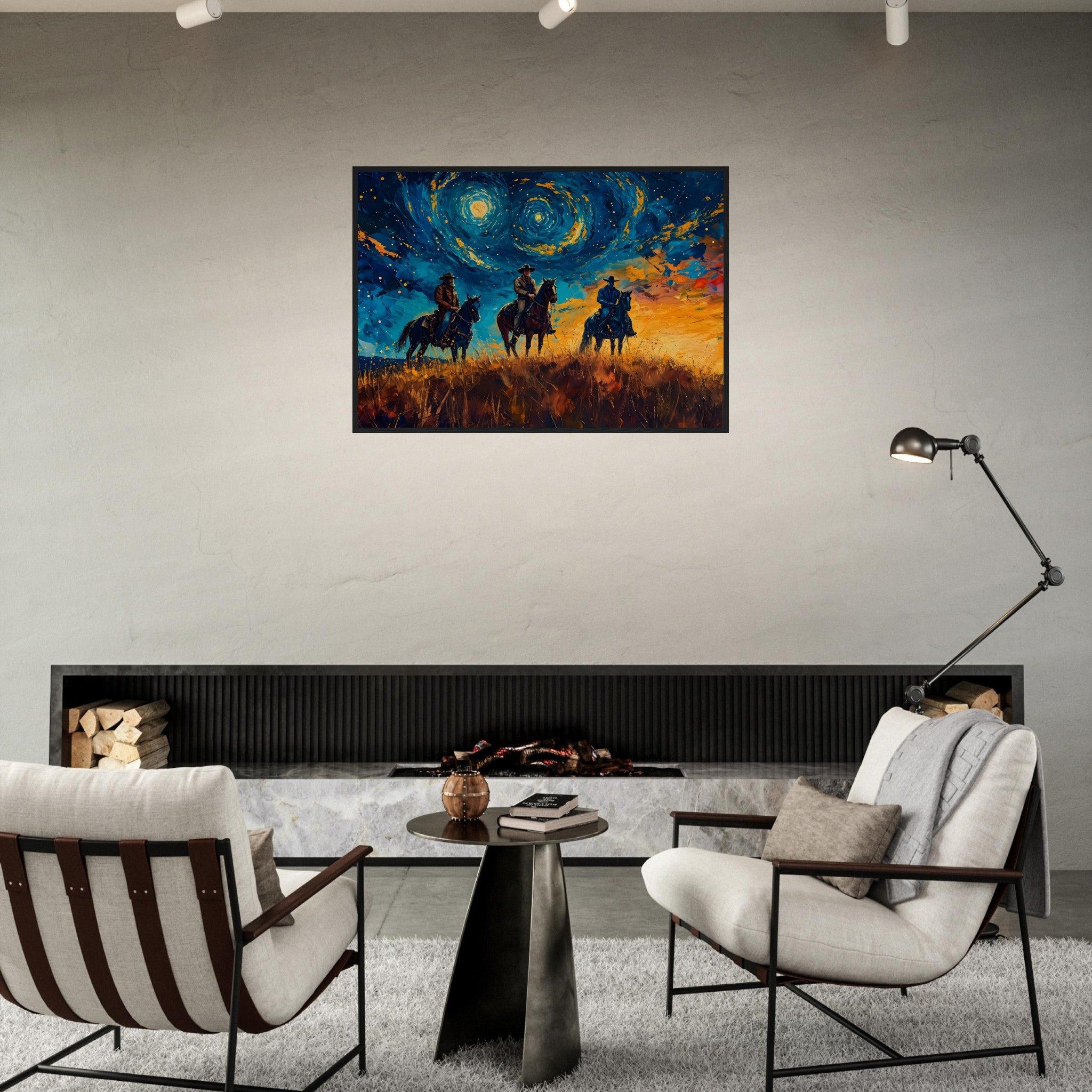 Cowboys, The Moon and The stars - Premium Framed Poster - #wall_art_masterpiece#