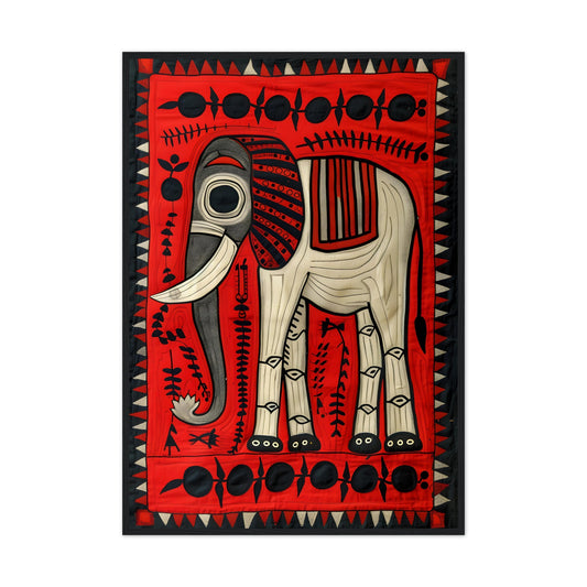 African Tribal Art: Elephant Blanket Style 02 - Premium Framed Poster - #wall_art_masterpiece#