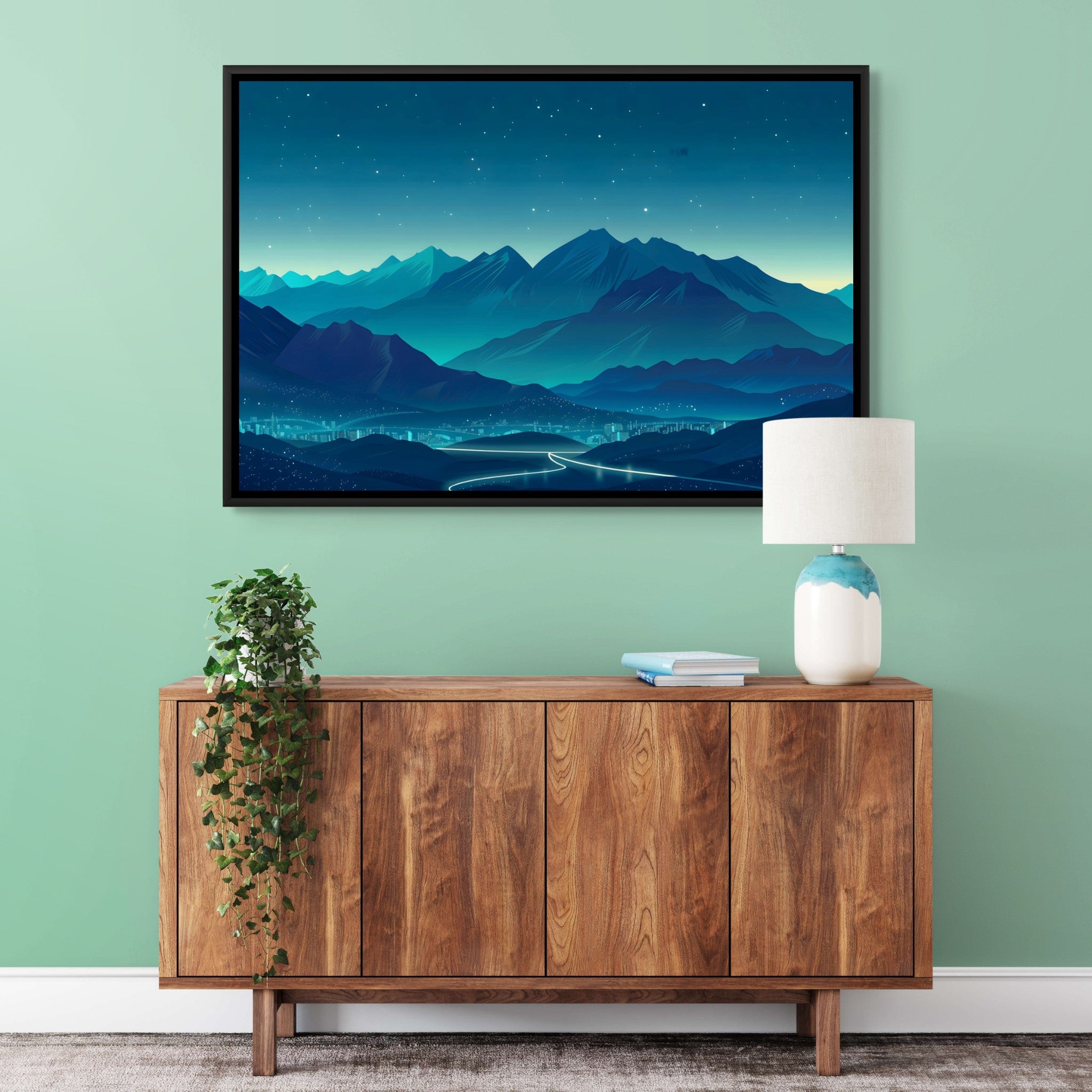 Nightfall Peakscape - Framed Canvas - #wall_art_masterpiece#