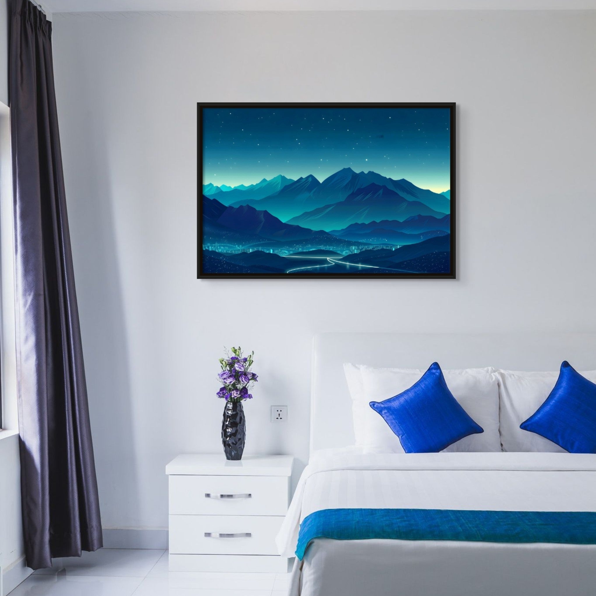 Nightfall Peakscape - Framed Canvas - #wall_art_masterpiece#