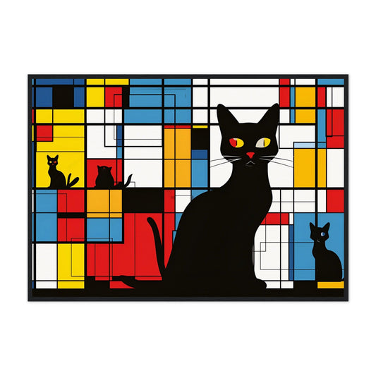 Mondrian: Abstract Cat - Premium Framed Poster - #wall_art_masterpiece#