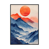 Lino Cut: Mountain Range Sunrise - Premium Framed Poster - #wall_art_masterpiece#