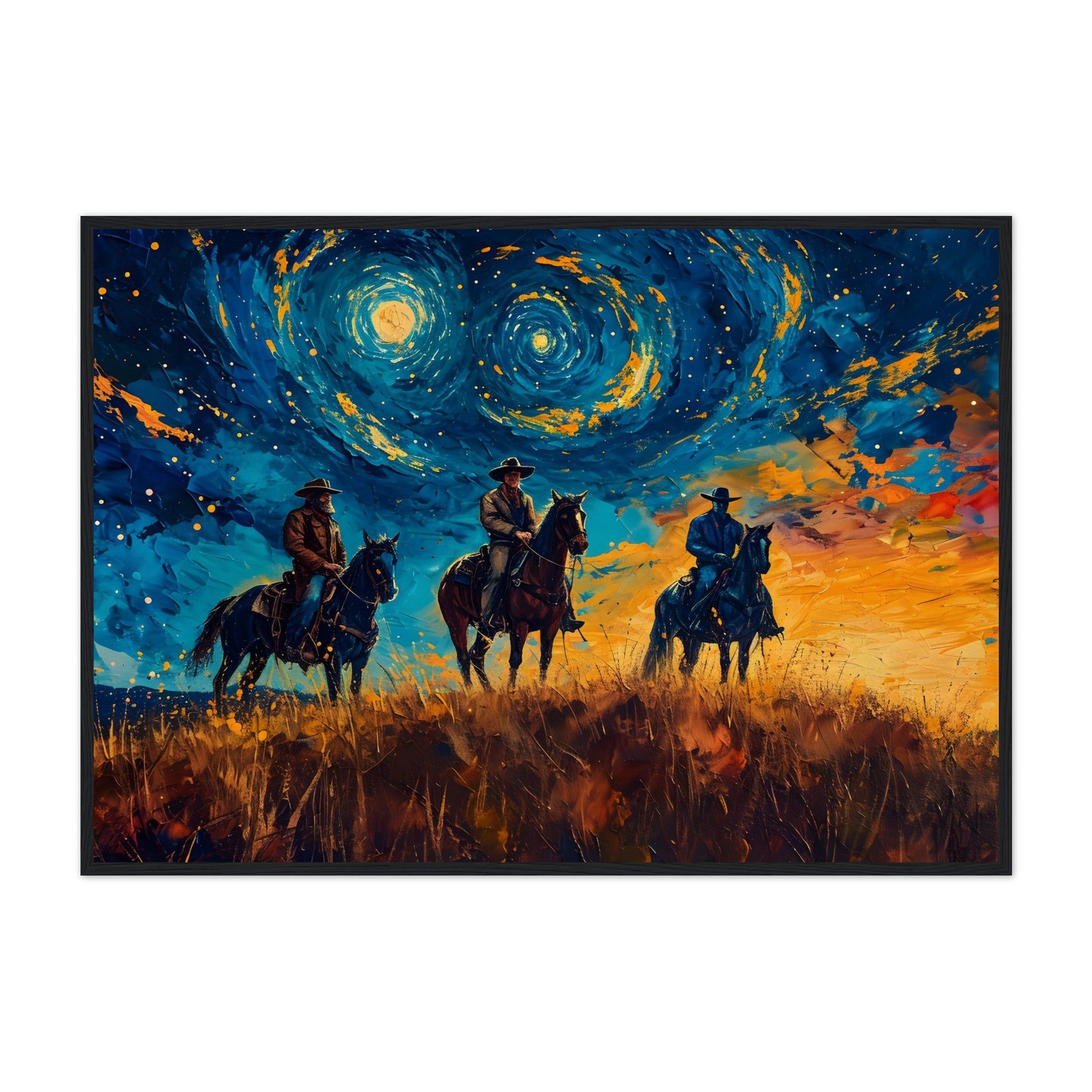 Cowboys, The Moon and The stars - Premium Framed Poster - #wall_art_masterpiece#