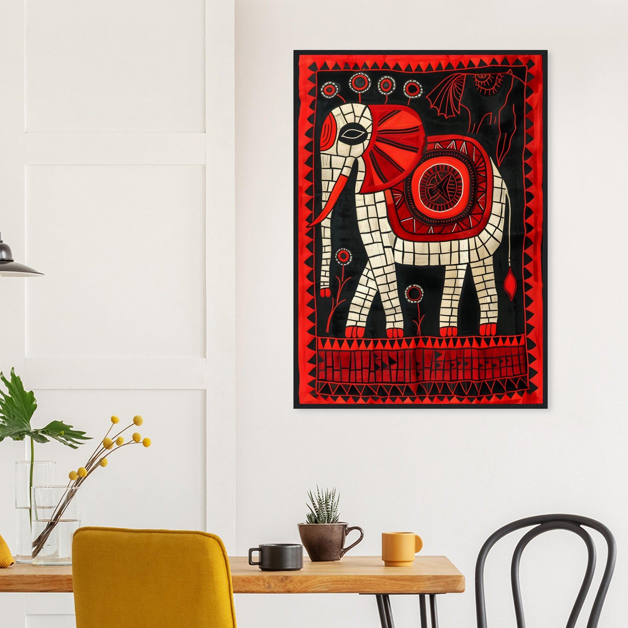 African Tribal Art: Elephant Blanket Style 01 - Premium Framed Poster - #wall_art_masterpiece#