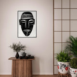 African Tribal Art: Minimalist Tribal Mask 01 - Premium Framed Poster - #wall_art_masterpiece#