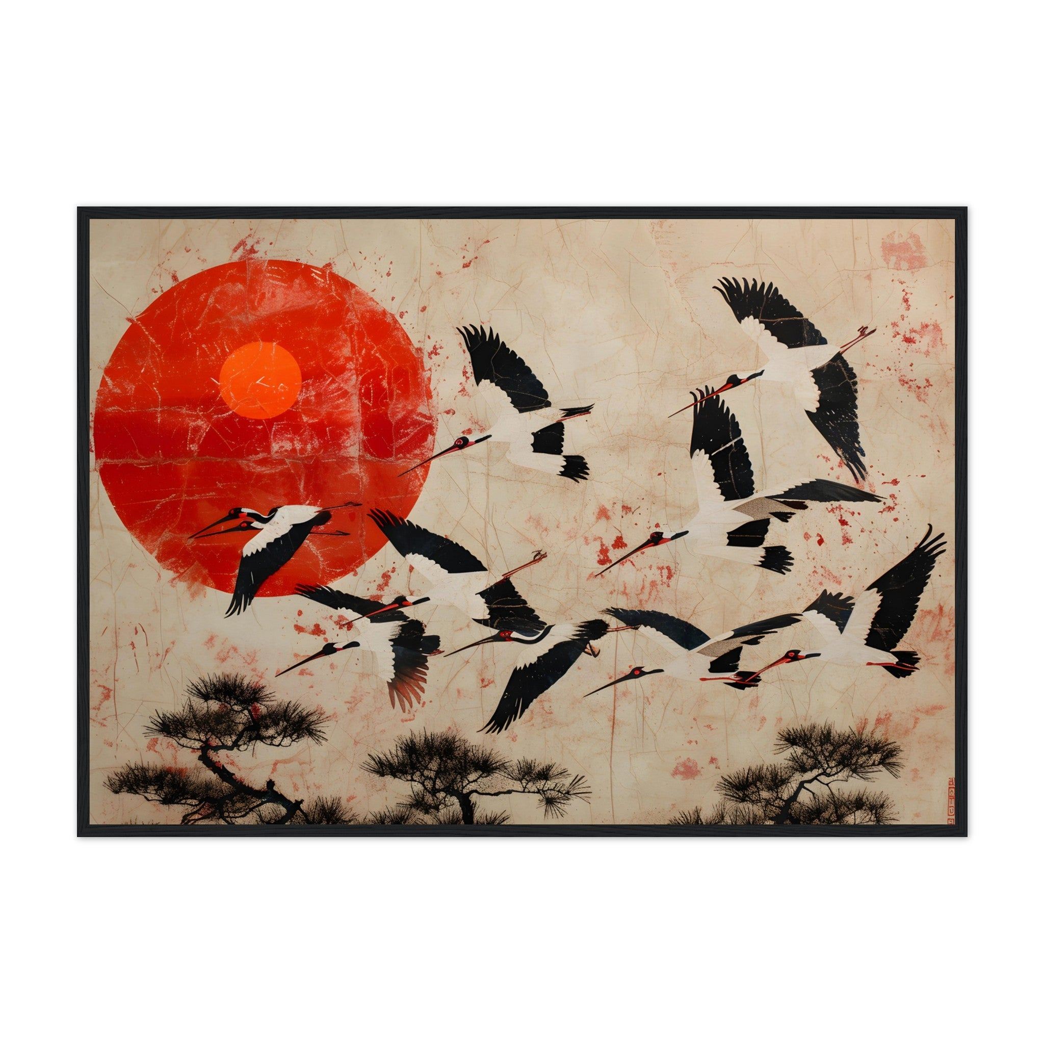 Cranes Flying in Formation - Premium Framed Poster - #wall_art_masterpiece#