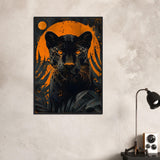 A Jaguar and Golden Moon - Premium Framed Poster - #wall_art_masterpiece#