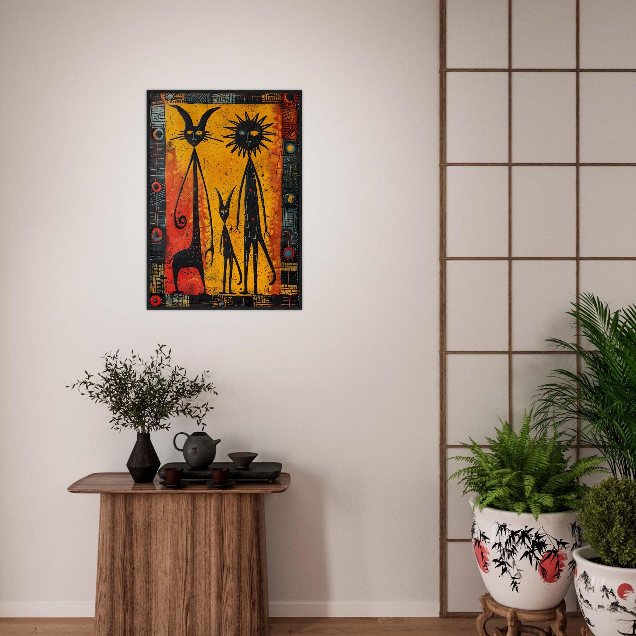 African Tribal Art: The 3 wise ones - Premium Framed Poster - #wall_art_masterpiece#