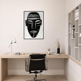 African Tribal Art: Minimalist Tribal Mask 01 - Premium Framed Poster - #wall_art_masterpiece#