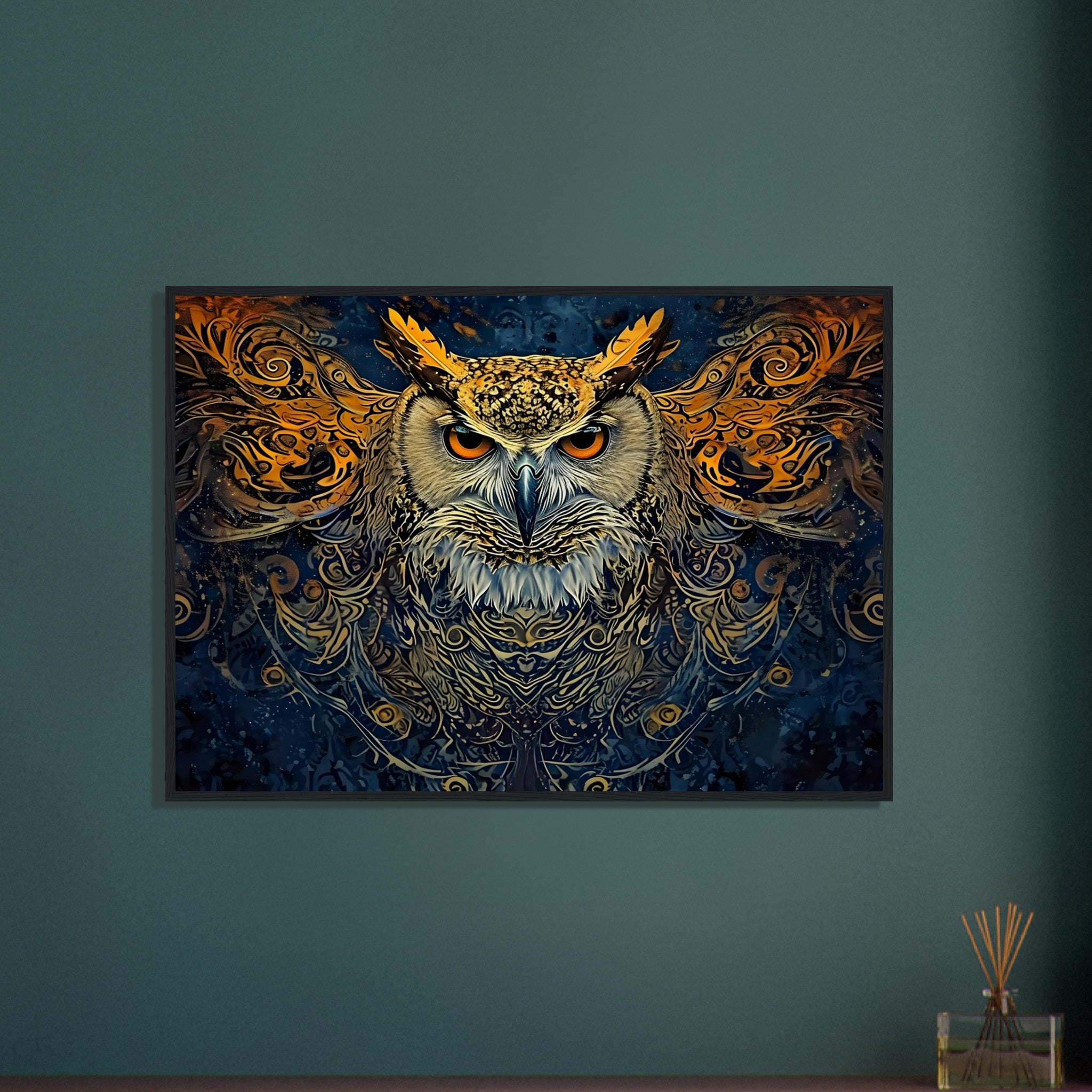 Nocturnal: Owl In Your Dreams - A Bird and The Sun - Premium Framed Poster - #wall_art_masterpiece#