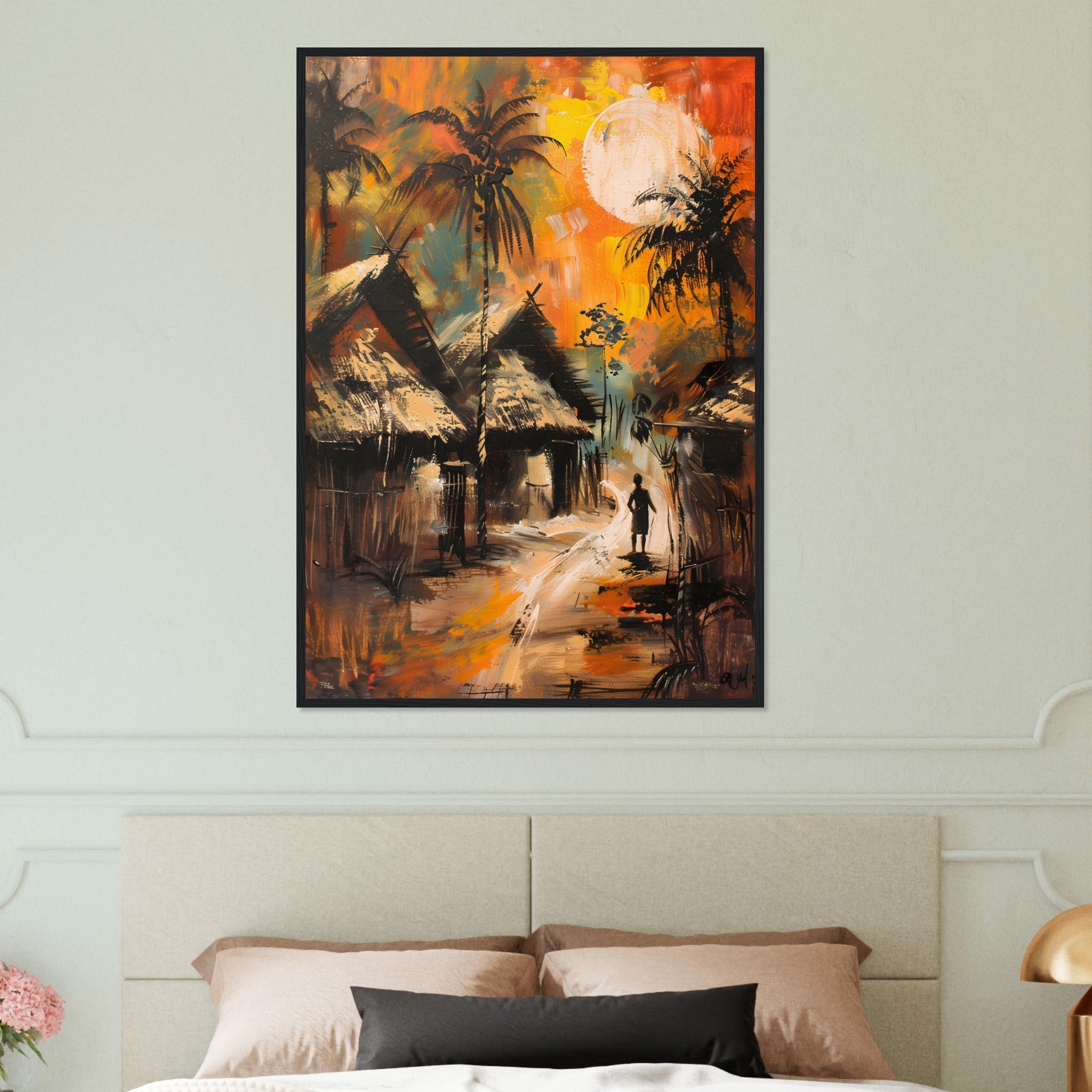 African Tribal Art: A Beautiful Scene - Premium Framed Poster - #wall_art_masterpiece#