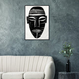 African Tribal Art: Minimalist Tribal Mask 01 - Premium Framed Poster - #wall_art_masterpiece#