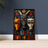 African Tribal Art: Abstract Animal Mask Art - Premium Framed Poster - #wall_art_masterpiece#