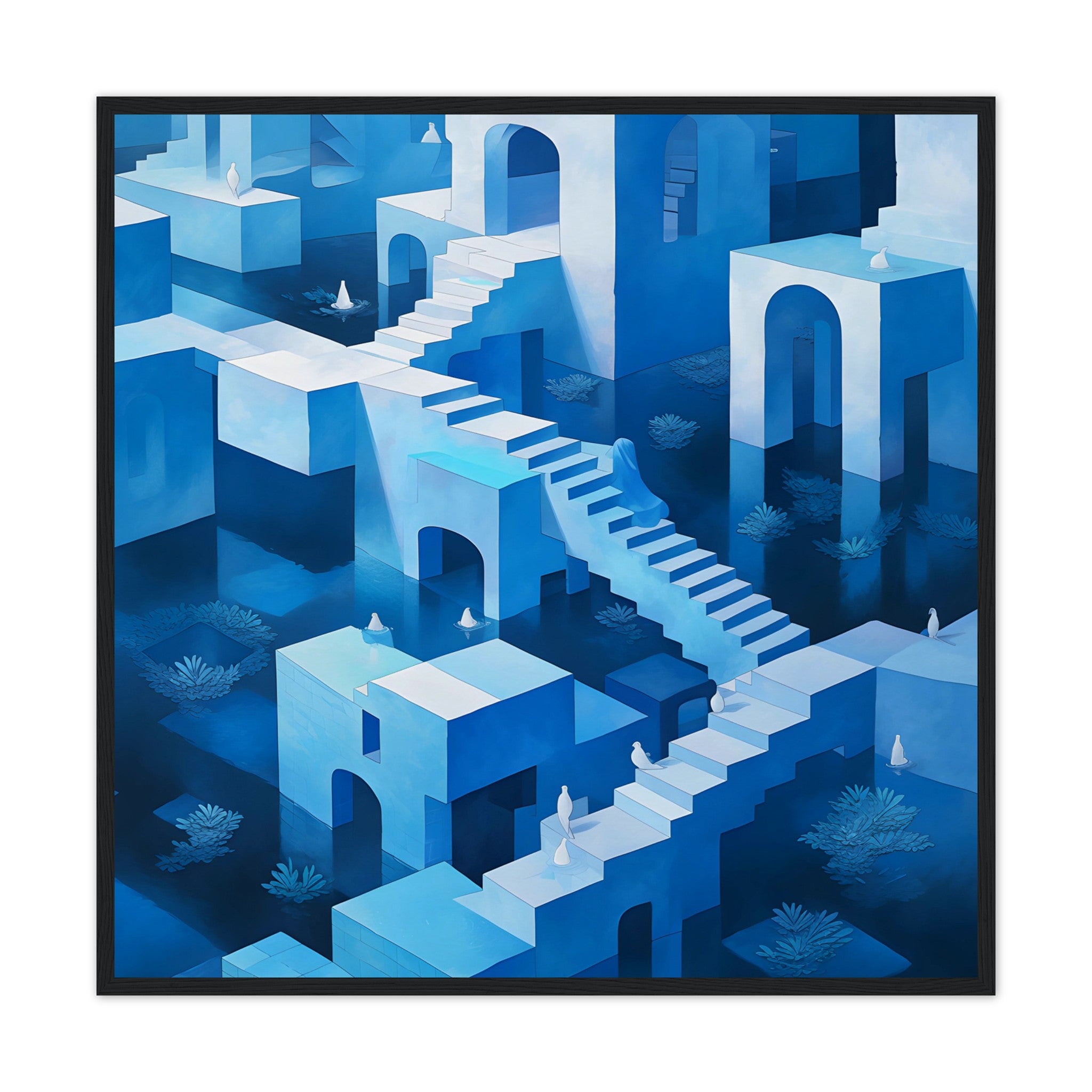 MC Escher inspired - Take a Stroll - Premium Framed Poster - #wall_art_masterpiece#