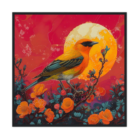 A Robin During Sunset - Premium Framed Poster - #wall_art_masterpiece#