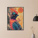 Retro Colourful Bird - Premium Framed Poster - #wall_art_masterpiece#