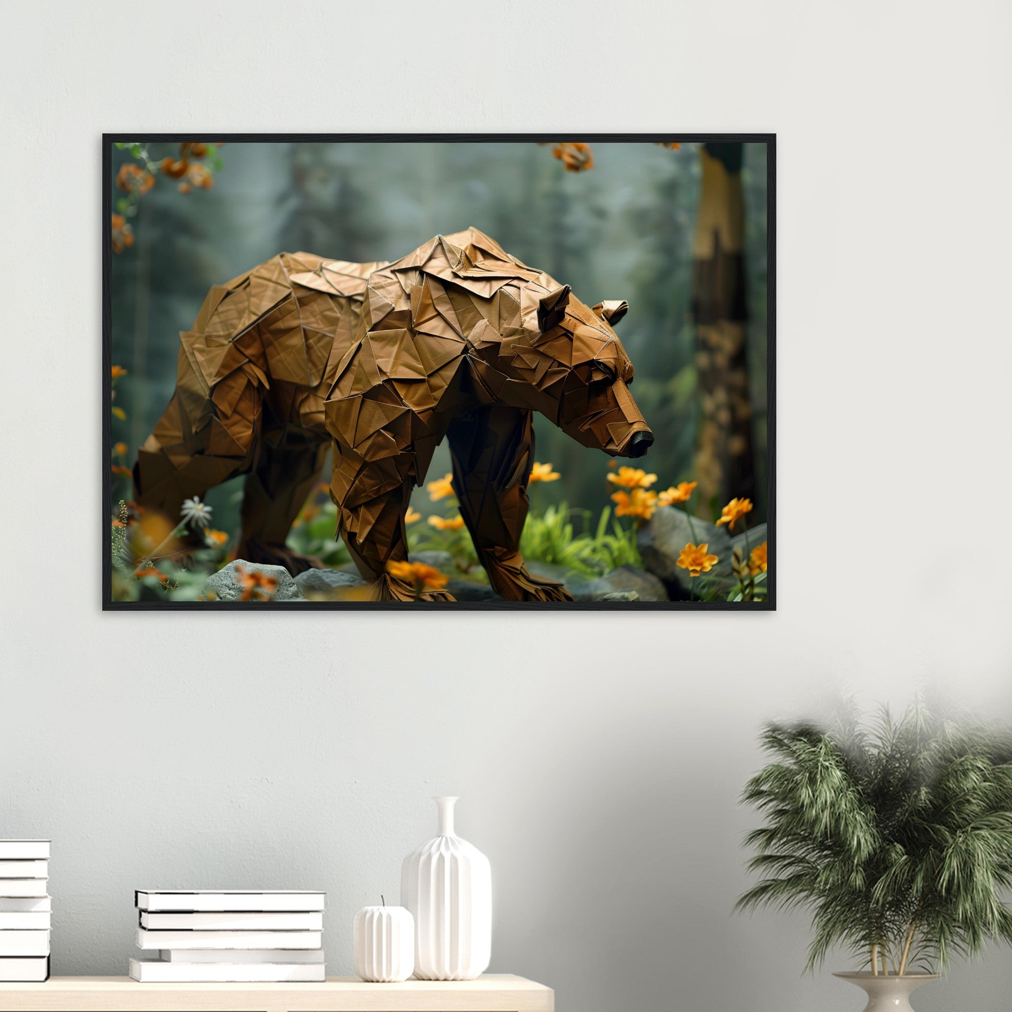 Origami Grizzly Bear - Premium Framed Poster - #wall_art_masterpiece#