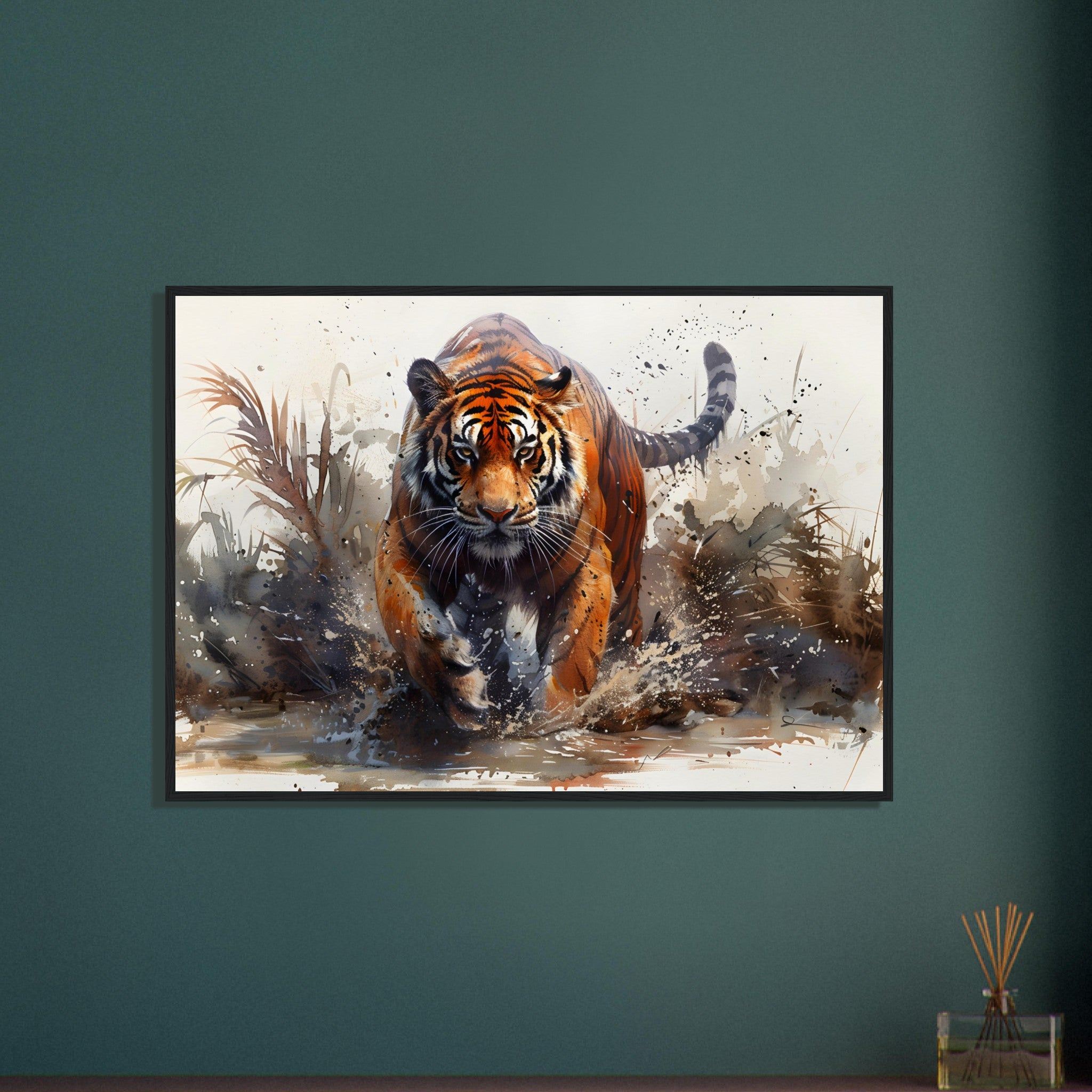 A Majestic Tiger: In Watercolour - Premium Framed Poster - #wall_art_masterpiece#