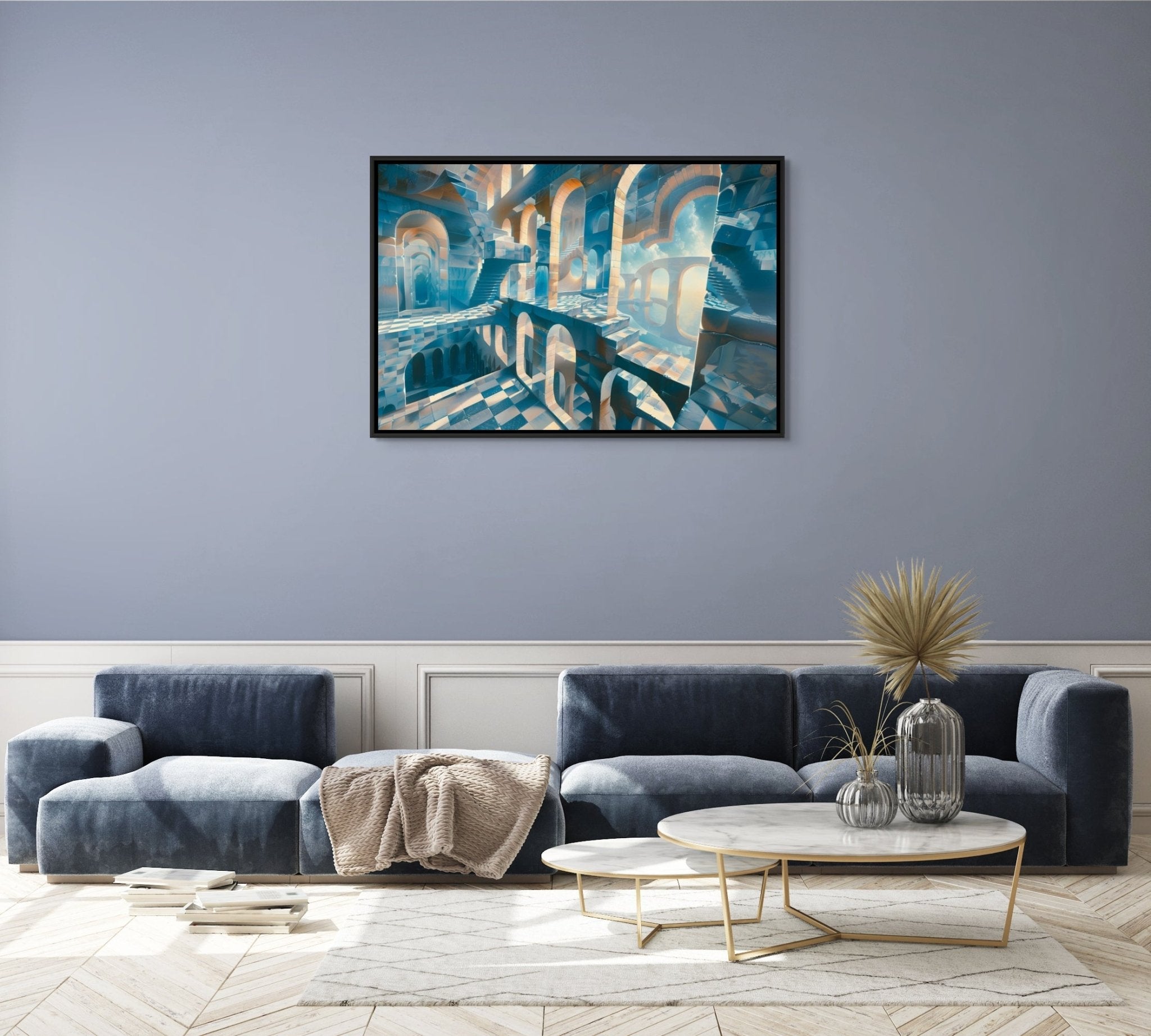 City Scape Illusion - Framed Canvas - #wall_art_masterpiece#