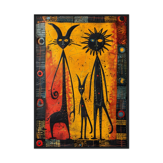 African Tribal Art: The 3 wise ones - Premium Framed Poster - #wall_art_masterpiece#