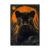 A Jaguar and Golden Moon - Premium Framed Poster - #wall_art_masterpiece#