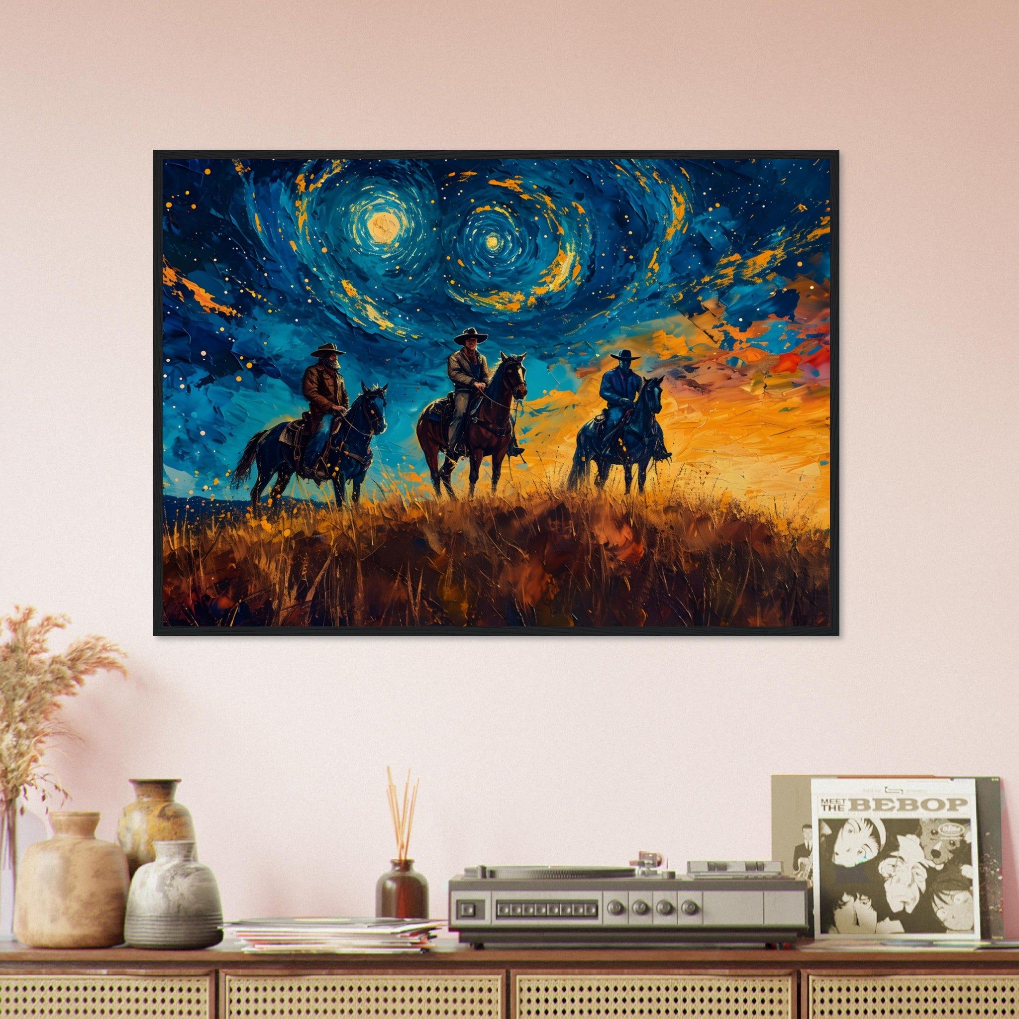 Cowboys, The Moon and The stars - Premium Framed Poster - #wall_art_masterpiece#