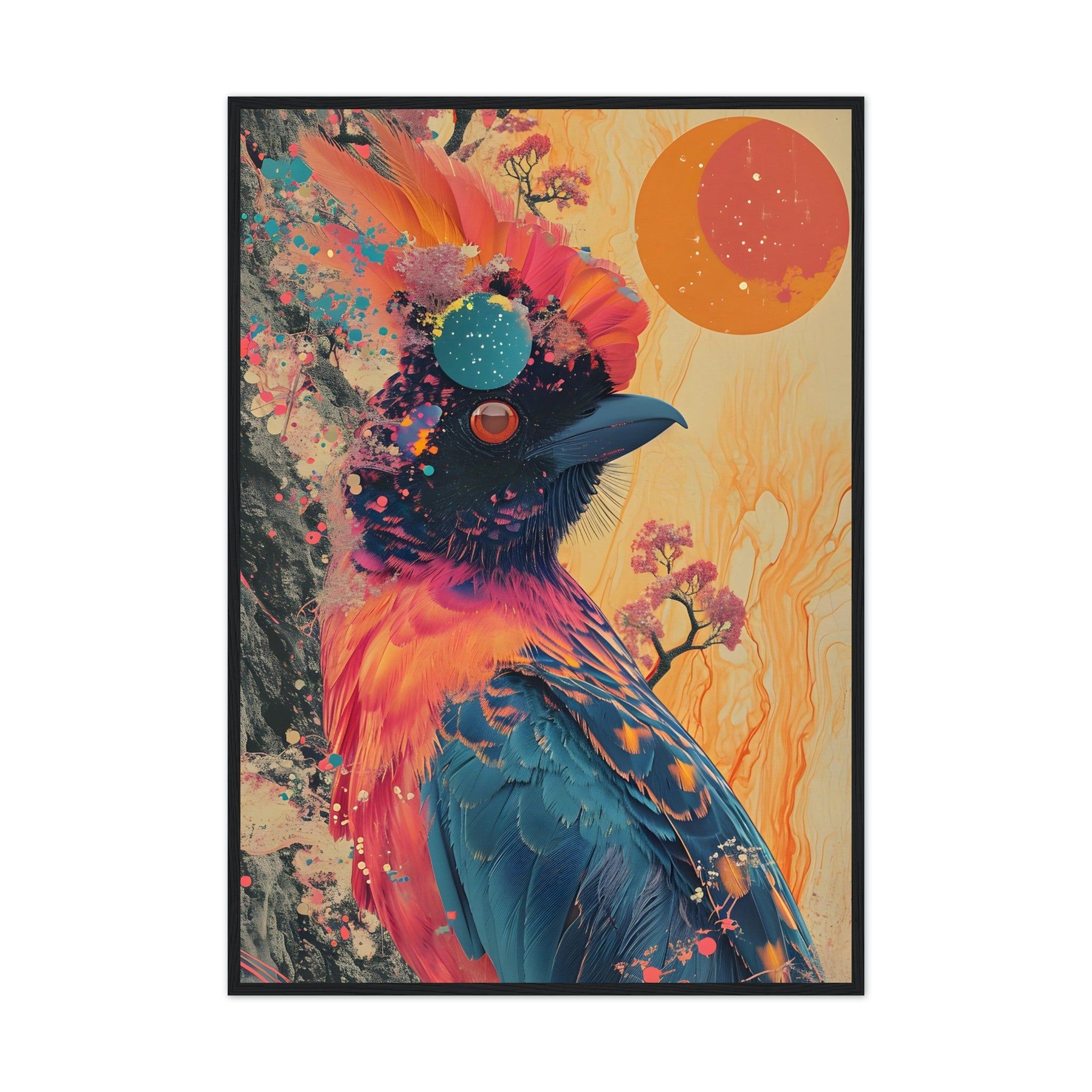 Retro Colourful Bird - Premium Framed Poster - #wall_art_masterpiece#